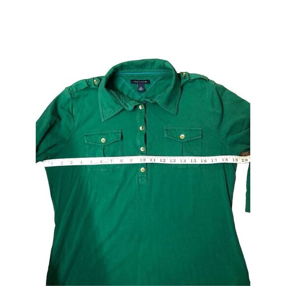Tommy Hilfiger green 3/4 button crown collared with gold accent buttons size L - Picture 11 of 14